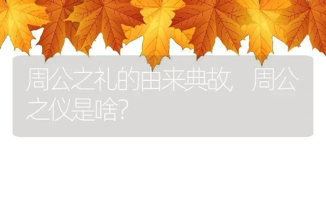 周公之礼的由来典故,周公之仪是啥？ | 养殖科普