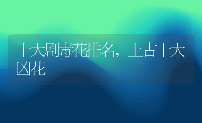十大剧毒花排名,上古十大凶花 | 养殖学堂