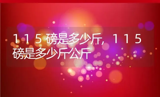 115磅是多少斤,115磅是多少斤公斤 | 养殖科普