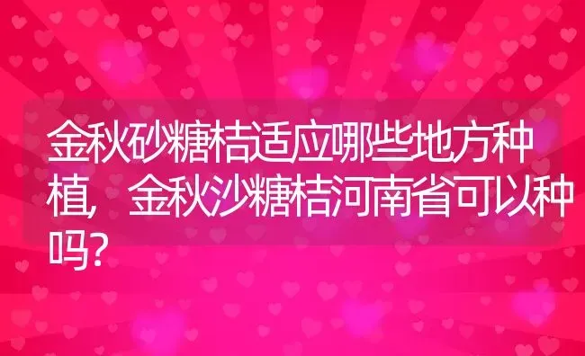 金秋砂糖桔适应哪些地方种植,金秋沙糖桔河南省可以种吗？ | 养殖科普