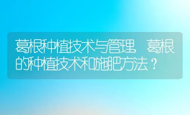 葛根种植技术与管理,葛根的种植技术和施肥方法？ | 养殖学堂