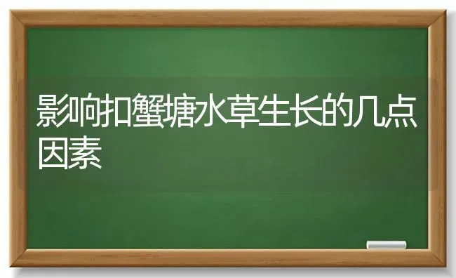 影响扣蟹塘水草生长的几点因素 | 养殖知识