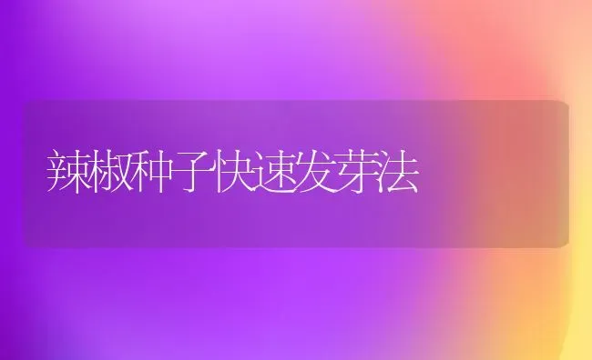 辣椒种子快速发芽法 | 养殖技术大全