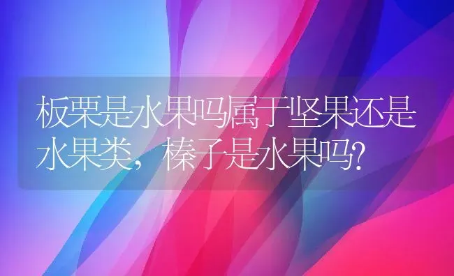 板栗是水果吗属于坚果还是水果类,榛子是水果吗？ | 养殖科普