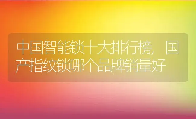 中国智能锁十大排行榜,国产指纹锁哪个品牌销量好 | 养殖学堂