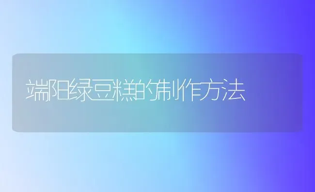 端阳绿豆糕的制作方法 | 养殖知识