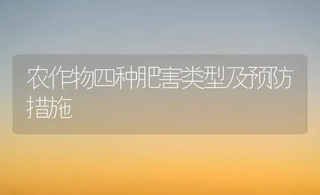 农作物四种肥害类型及预防措施 | 养殖知识