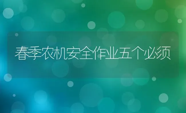 春季农机安全作业五个必须 | 养殖技术大全