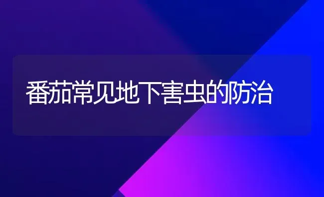 番茄常见地下害虫的防治 | 养殖技术大全