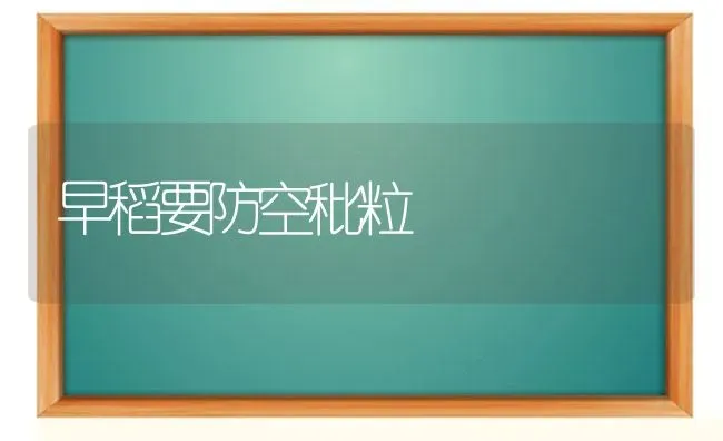 早稻要防空秕粒 | 养殖知识