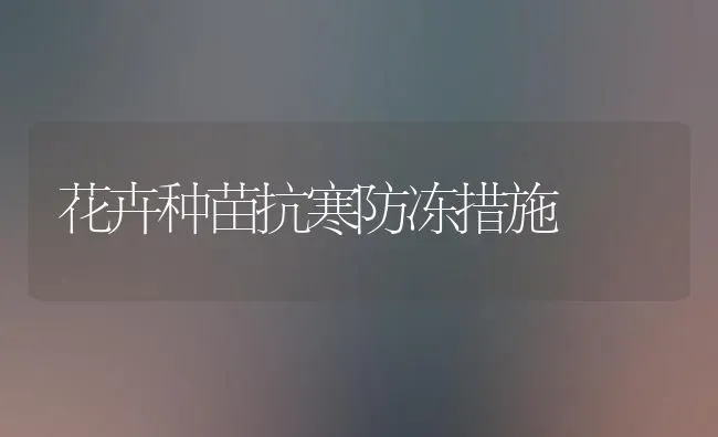 花卉种苗抗寒防冻措施 | 养殖知识