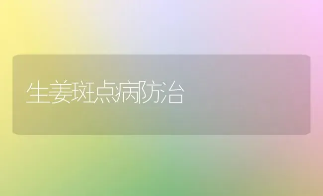 生姜斑点病防治 | 养殖技术大全