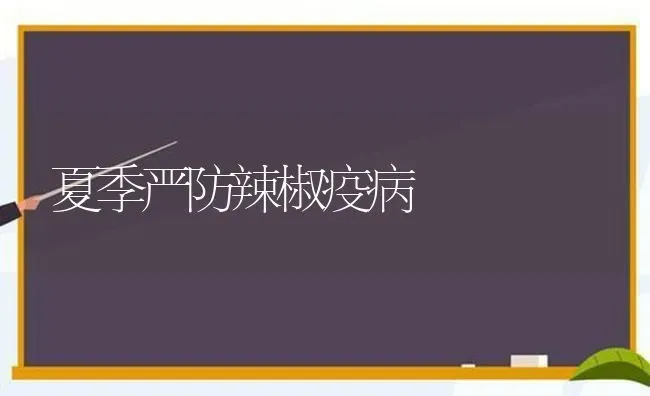 夏季严防辣椒疫病 | 养殖技术大全