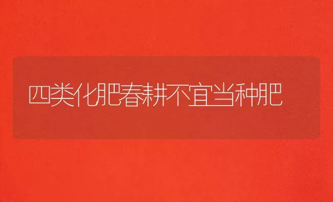 四类化肥春耕不宜当种肥 | 养殖技术大全