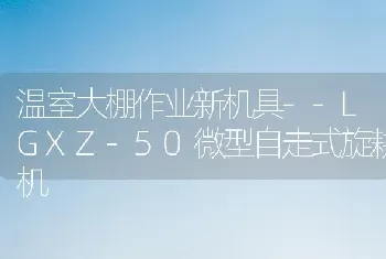 温室大棚作业新机具--LGXZ-50微型自走式旋耕机