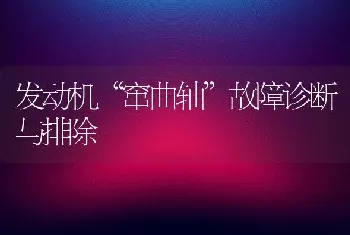 发动机“窜曲轴”故障诊断与排除