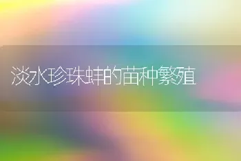 淡水珍珠蚌的苗种繁殖