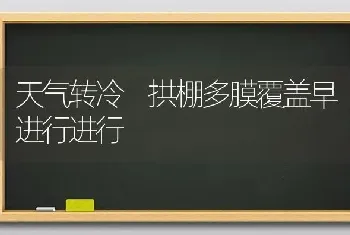 天气转冷 拱棚多膜覆盖早进行进行