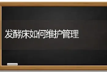 发酵床如何维护管理