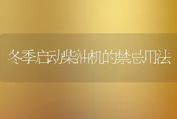 冬季启动柴油机的禁忌用法