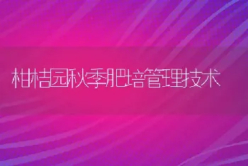 柑桔园秋季肥培管理技术