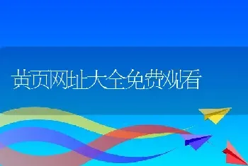 黄页网址大全免费观看