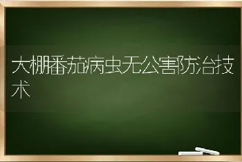 大棚番茄病虫无公害防治技术