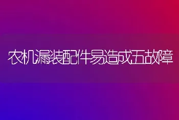 农机漏装配件易造成五故障