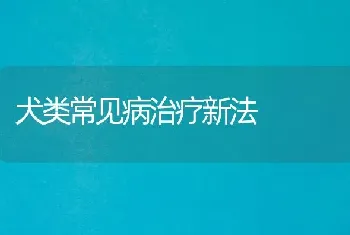 犬类常见病治疗新法