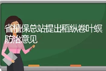 省植保总站提出稻纵卷叶螟防治意见