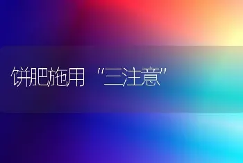 饼肥施用“三注意”