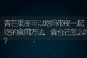 青芒果皮可以吃吗带皮一起吃的食用方法