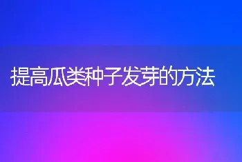 提高瓜类种子发芽的方法