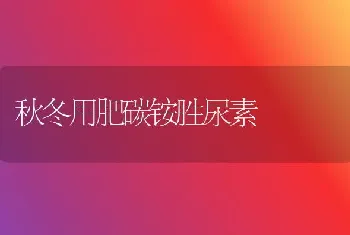 秋冬用肥碳铵胜尿素