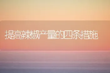 提高辣椒产量的四条措施