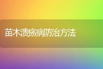 苗木溃疡病防治方法