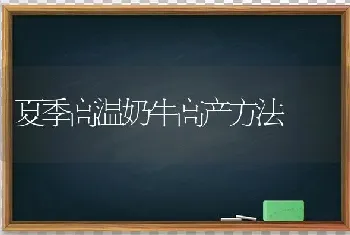 夏季高温奶牛高产方法