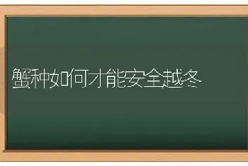 蟹种如何才能安全越冬