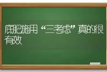 底肥施用“三考虑”真的很有效