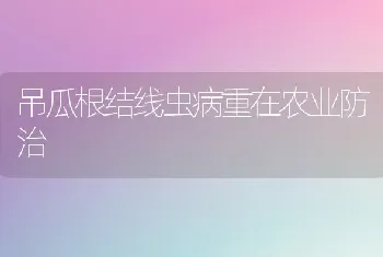 吊瓜根结线虫病重在农业防治