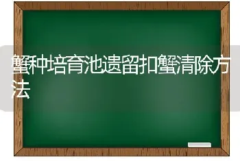 蟹种培育池遗留扣蟹清除方法