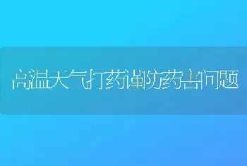 高温天气打药谨防药害问题