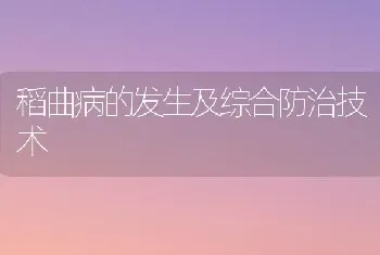 稻曲病的发生及综合防治技术