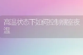 高温状态下如何控制棚室夜温