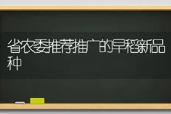 省农委推荐推广的早稻新品种