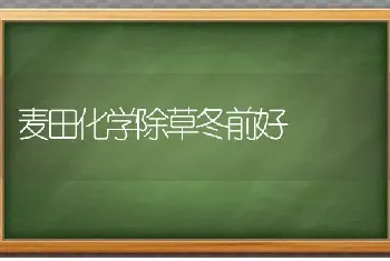 麦田化学除草冬前好