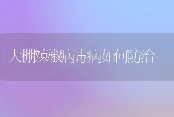 大棚辣椒病毒病如何防治