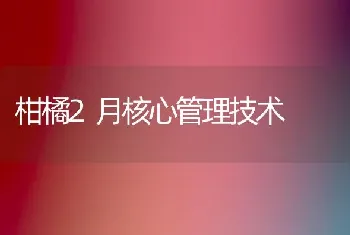 柑橘2月核心管理技术