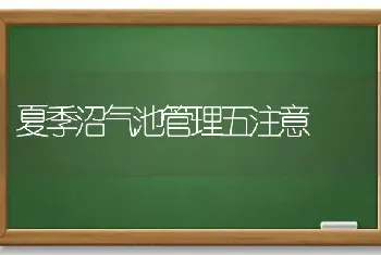 夏季沼气池管理五注意