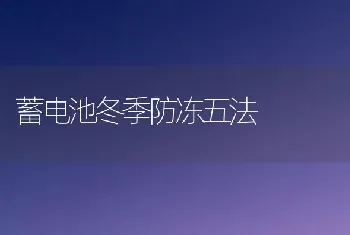 蓄电池冬季防冻五法